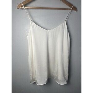 Quince Women's Ivory Silk V-Neck Cami Tank Top Washable Stretch Sleeveless Sz S